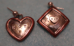 Vintage «Hot» Earrings; Sterling/Copper; Made in USA by Peggy Johnson, 1988