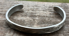 Engraved Design Pewter Cuff Bracelet–Free Ship