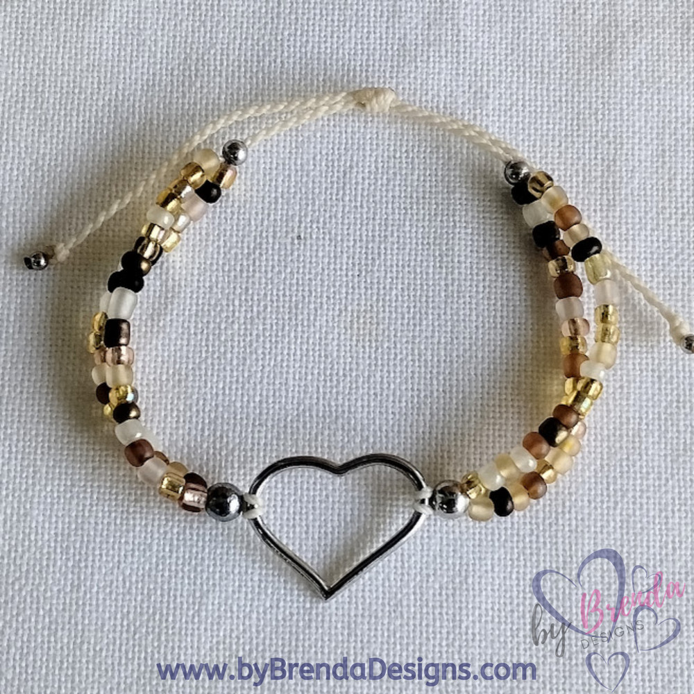 Handcrafted Beaded Adjustable Bracelet with Connector; handmade jewelry