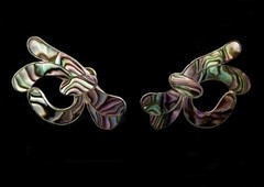 Vintage Alpaca Mexico Earrings – Sterling Silver with Abalone Inlay. Screw back