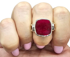 Cushion cut Ruby Ring, Size 9, 40th Anniversary Stone, 12 carats, Sterling