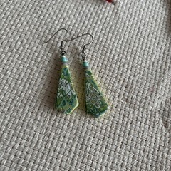 Hand Mage Multi Colored Polymer Clay Dangling Earrings 2.5 Inch