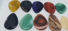 10 Gemstone Pendant Lot Set of 10 Cabochon dyed drilled no bail jasper agate pol