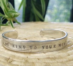 «BE KIND TO YOUR MIND » 6″ Inch Hand Stamped Metal Cuff Adjustable Bracelet