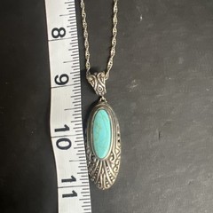 Sterling Silver Necklace Turquoise Pendant 18 inch chain