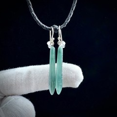 Blue Jade Earrings – Translucent Guatemalan Icy Jadeite Sterling Silver – 26M044