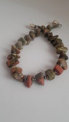 Unakite Chipped gemstone Bracelet. 7″