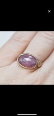 Yellow Gold and Silver Pink Sapphire Oval Faceted Bezel Setting Cocktail Ring