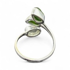 Natural Raw Chrome Diopside Prasiolite Ring 925 Sterling Silver Size 9
