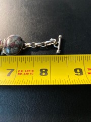 Sterling Silver Brecciated Jasper Black/Grey and Red Stones Adjustable Bracelet