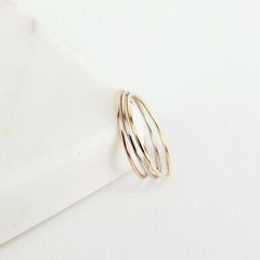 14k Solid Gold Very Thin Stackable Ring, 14k Yellow White Rose Ultra Thin Rings