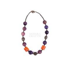 Lapis Lazuli, Coral Bead Necklace, Natural Blue Gems Necklace, Handmade Beaded