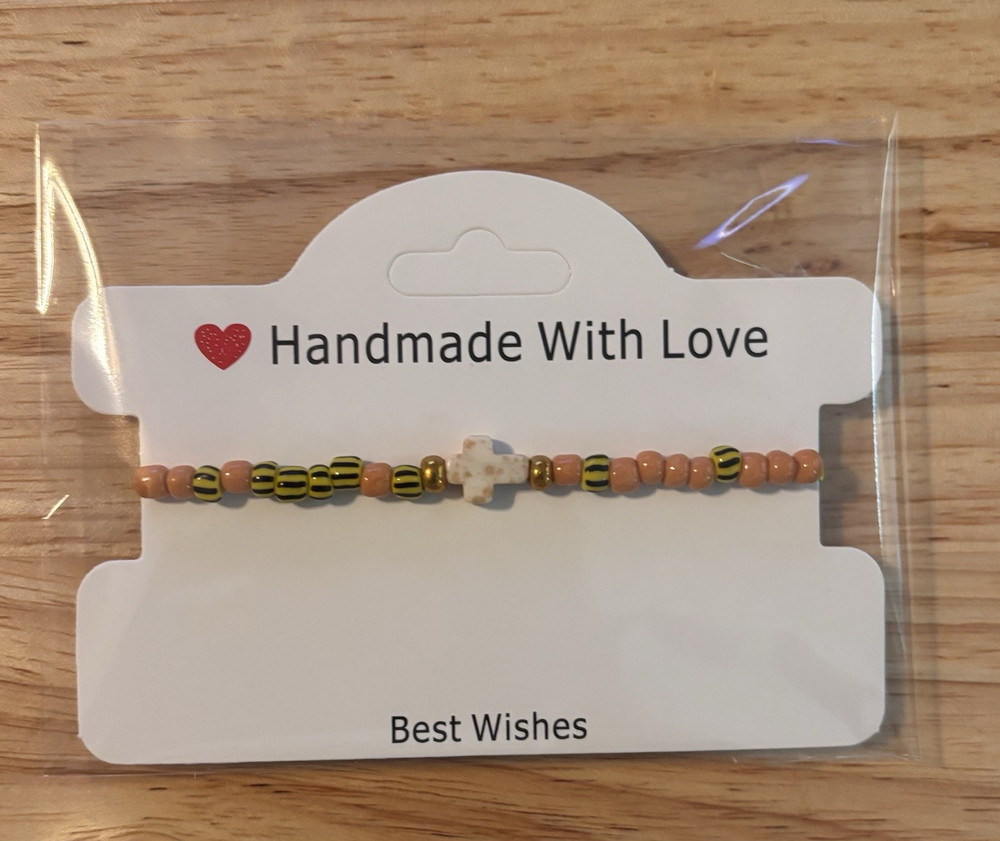 Handmade Beaded Charm Bracelets with Cross Bracelet 18cm