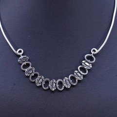 14″, vintage Sterling silver 925 choker collar necklace pebble textured chain