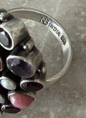 Sterling Silver 925 NB Nicky Butler Amethyst Garnet Pearl Ring EUC 8.25
