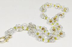 6-inch Light Blue Gold Luster Beads with Gold Beads Bracelet/3mm Crystal Bicones