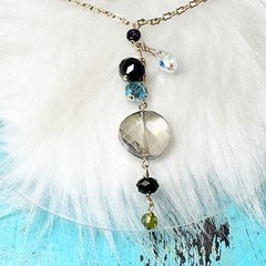 Holly Yashi Cascade Gemstone Purple Blue Crystal Pendant Gold Necklace