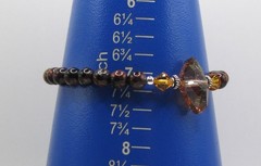 Red Tiger Eye & Crystal, Silver Plated Pewter, Sterling Bead Stretch Bracelet