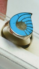 CUTE STERLING SILVER .925 WITH TURQUOISE INLAYS DESIGNER RING IN SIZE 5.75-6.0