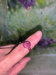 wire wrap ring Pink wire No stone Rose design Simple & Elegant size 7 NEW