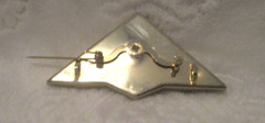 Triangle Shape Brooch~Multi-Color~Mosaic Style~2 7/8″ x 1 5/8″~1980’s