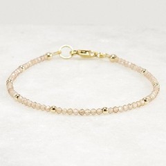 Tiny 2mm Natural Zircon Bracelet, Minimal Gold Filled or Silver