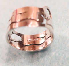 Sterling Ring with Cloud, Birds, Tree; Made in USA by Peggy Johnson; Size 5 1/2