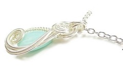 Amazonite Necklace: Sterling Silver Wire-Wrapped Gemstone, Sea Green Jewelry