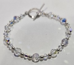 Bracelet Made With Sterling Silver & Swarovski Crystal AB Beads 6 1/2 Inch