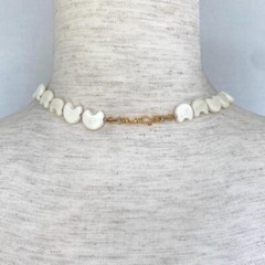 Hand Beaded Y Statement Bib Collar Necklace Boho 22″ Natural Stone Dyed Howlite