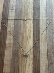 Estate 925 Silver & CZ Winged Figure Pendant & Sterling 18” Necklace (1.7 Gram)