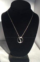 Sterling Silver Marked 925 17 1/2” Necklace With Cubic Zirconia Circle Pendant