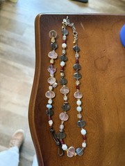 Sundance, Peyote Bird, Labradorite, Moonstone, Ruby Bracelet With Leather Clasp
