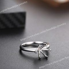 8mm to 8.5mm Round Cut Prong Setting Ring Solid Sterling Silver 925 Non-Plated