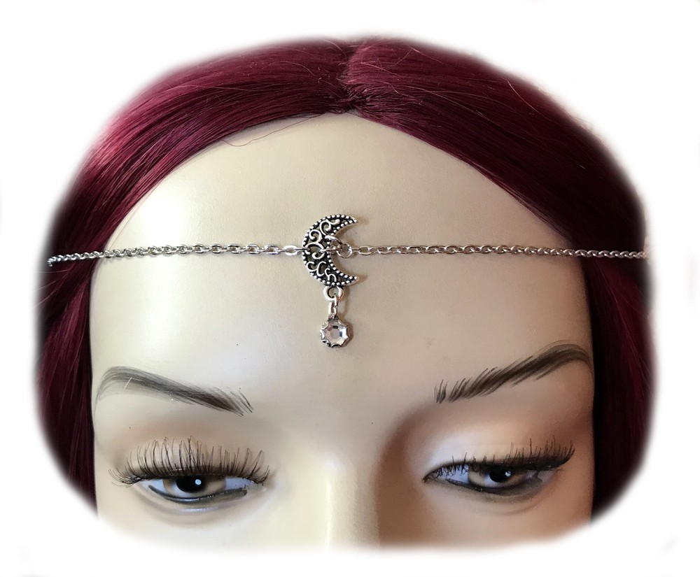 Wiccan Pagan Crescent Moon Priestess Ritual Circlet Crown Headpiece Goth Jewelry
