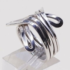 Size 6.25, Vtg Sterling Silver Handmade Ring, Mexico 925 Modern Entwinted Band