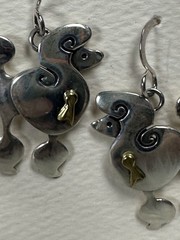 NEW Vintage FAR FETCHED Best In Show Poodle Earrings .925 Sterling Silver DOG