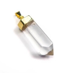 Clear Quartz Crystal Point Pendant Gold Plated Necklace Charm (A21)