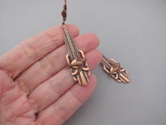 Art Deco Bird Earrings Swallow Long Dangle Chandelier Antiqued Copper Brass