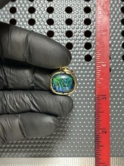 Brass Pendant With Dichroic Glass Cabochon. Pendant Number 165