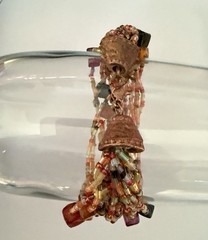 Handcrafted Multistrand Glass Beaded Bracelet Copper Tone Clasp Boho 8”