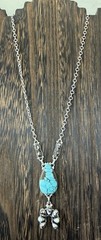 Sterling Silver Native Style SW No. 8 Turq & Wild Horse Naja Lariat Necklace