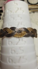 Vintage Artisan Braided Wire Cuff Bracelet Mixed Metal Wave Style Size 6