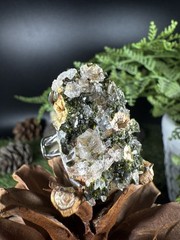 garden quartz epidote Ring Jewelry, Unique handmade crystal ring，S925 Adjustable