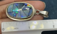 Australian Black Opal Triplet Mosaic Pendant in 925. LARGE *VIDEO*