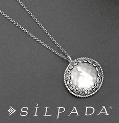 SILPADA Sterling Silver Hammered SWIRL MEDALLION Pendant Necklace~RETIRED~RARE!