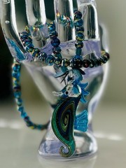 Blown Glass Seahorse And Glass Bead Necklace