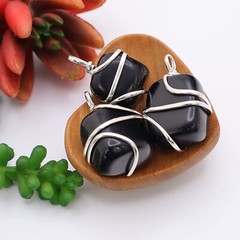 Black Obsidian Wire Wrapped Necklace