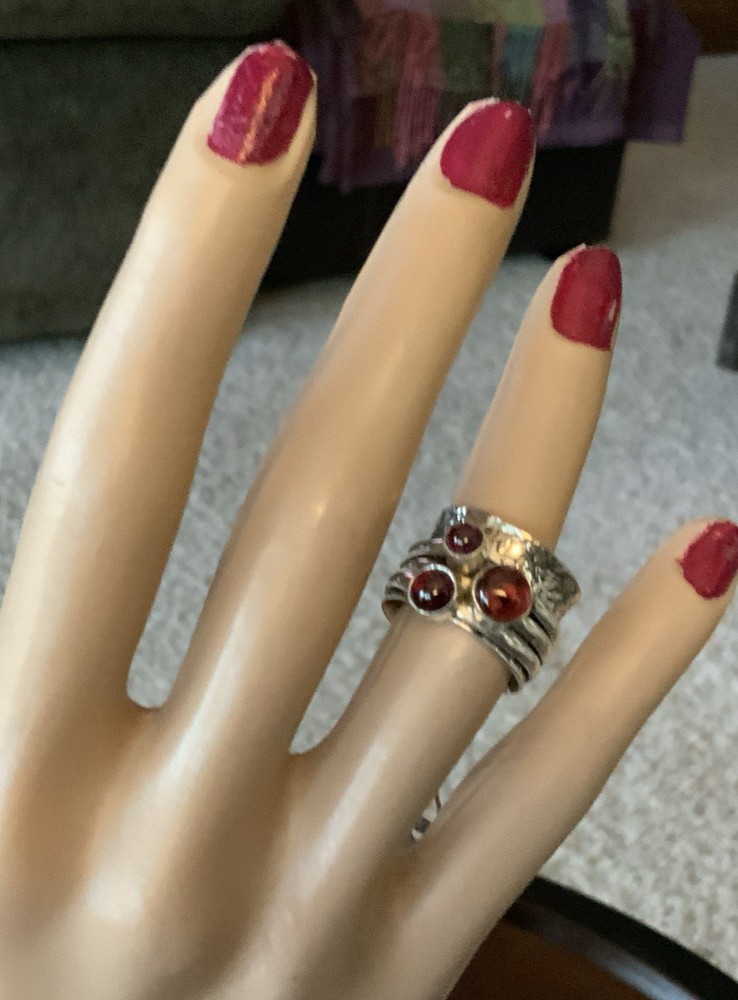 Sterling Silver Spinner Ring or Fidget Beautiful Stone Handmade Sz 6.5 (8.4 Gr)