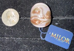 Milor Murano Glass Pink Gold White Band Ring Size 8.5 Italy